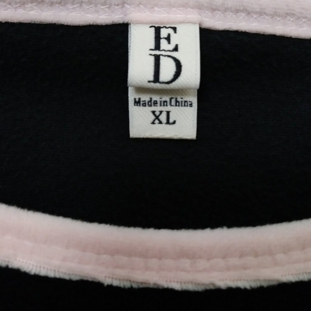 ED Love Comfortable Pink Heart Printed Velvet Black Pullover XL - Picture 13 of 14